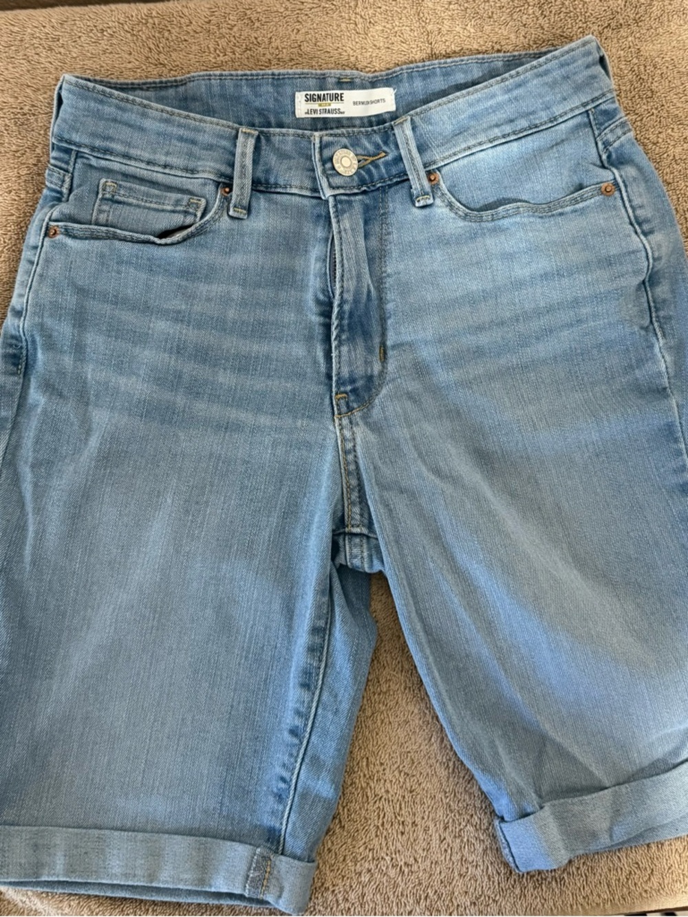 Signature by Levi Strauss Light Blue Rolled Hem Denim Shorts